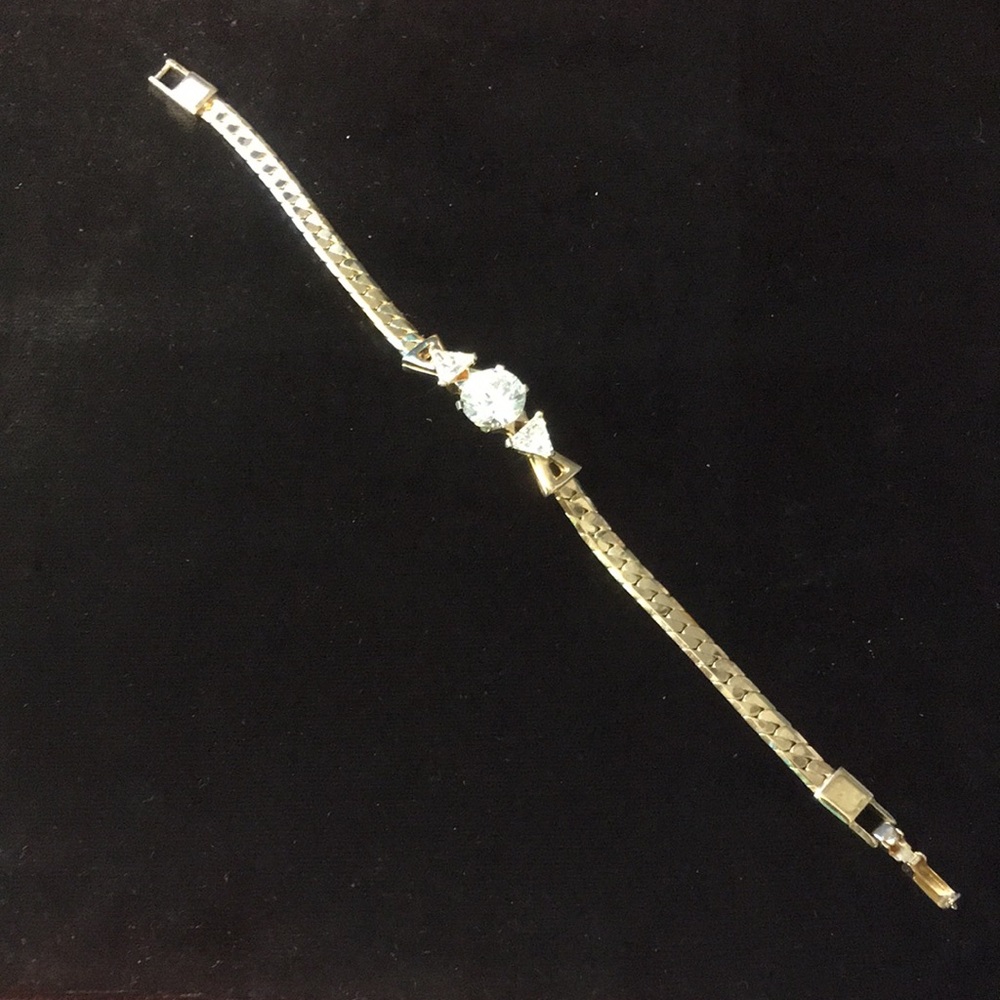 Panetta Gold Tone Clear Crystal Rhinestone Costume Bracelet